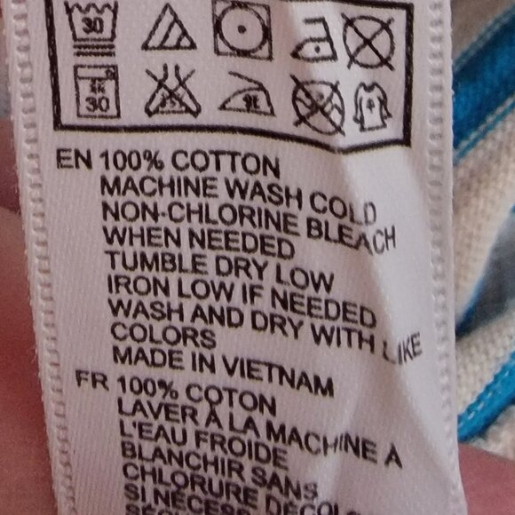 Forever 21 Turquoise Blue & White Stripe Pullover 3/4 Sleeve Top - Picture 9 of 9